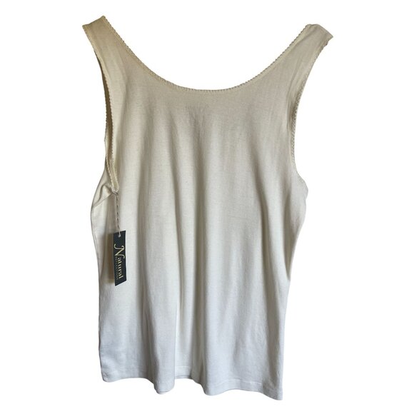 New! Natural Reflections XL Eyelet Lace Trim Ivory Cream Tank Top - Picture 2 of 8